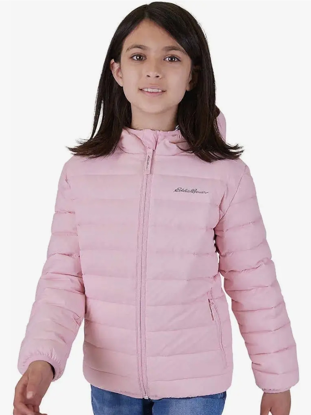 Eddie Bauer Girls' Pink Puffer Jacket - Lightweight Reversable Hooded Coat